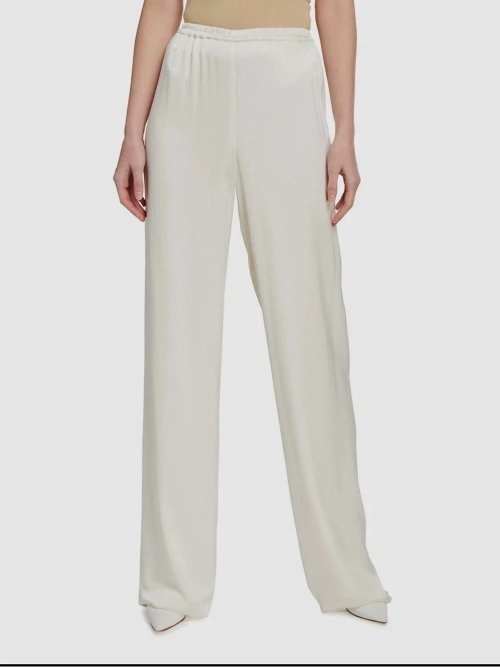 LAPOINTE Peach Fine Textured Satin Wide Leg Pants MD High Rise $690 Luxury Flowy